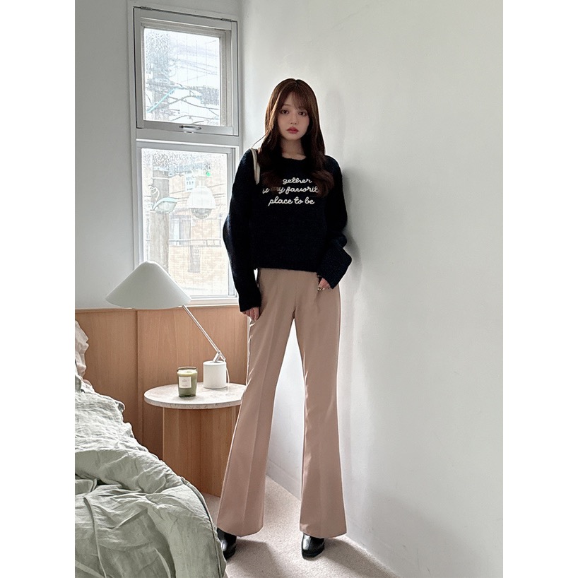 代購日本🇯🇵GRL新款灰色繩繡logo針織上衣コードロゴ刺繍ブークレニットトップス[ze945] チャコール-細節圖4