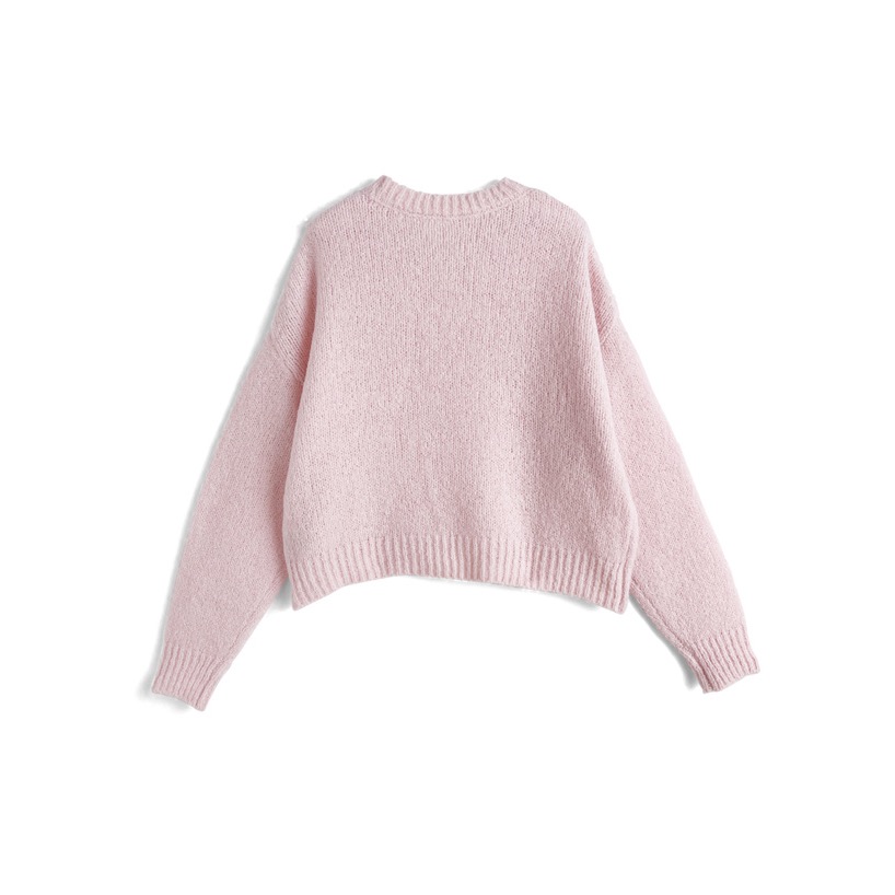 代購日本🇯🇵GRL新款灰色繩繡logo針織上衣コードロゴ刺繍ブークレニットトップス[ze945] チャコール-細節圖5