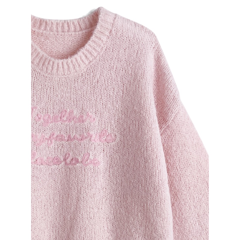 代購日本🇯🇵GRL新款灰色繩繡logo針織上衣コードロゴ刺繍ブークレニットトップス[ze945] チャコール-細節圖6