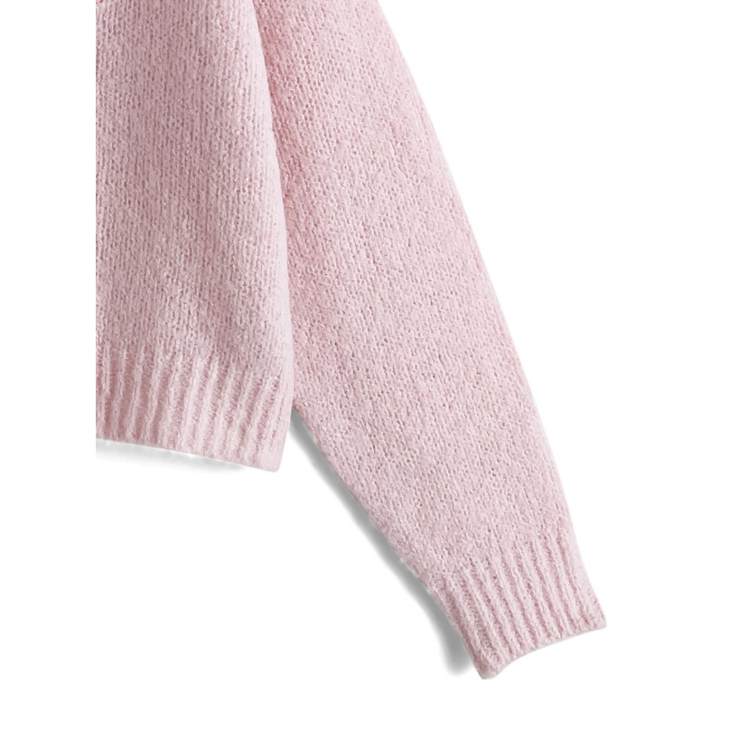 代購日本🇯🇵GRL新款灰色繩繡logo針織上衣コードロゴ刺繍ブークレニットトップス[ze945] チャコール-細節圖7