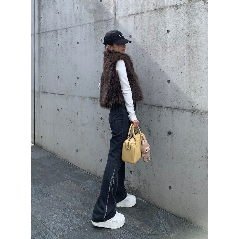 代購日本🇯🇵GRL 現貨M號 新款 流蘇喇叭牛仔褲フリンジフレアデニムパンツ[qu150] ブラック黑色M-細節圖4