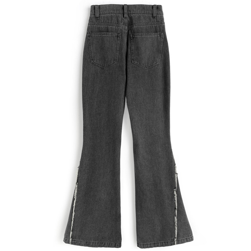 代購日本🇯🇵GRL 現貨M號 新款 流蘇喇叭牛仔褲フリンジフレアデニムパンツ[qu150] ブラック黑色M-細節圖5