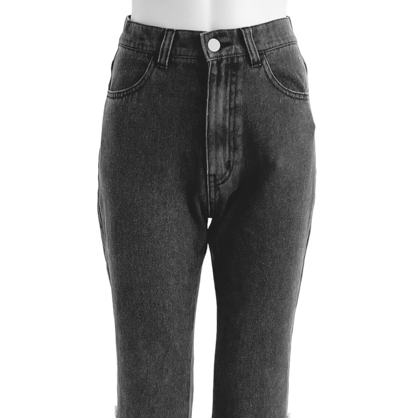 代購日本🇯🇵GRL 現貨M號 新款 流蘇喇叭牛仔褲フリンジフレアデニムパンツ[qu150] ブラック黑色M-細節圖9