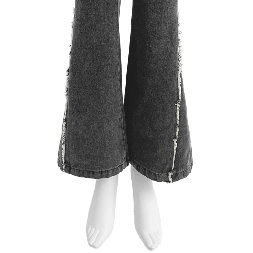 代購日本🇯🇵GRL 現貨M號 新款 流蘇喇叭牛仔褲フリンジフレアデニムパンツ[qu150] ブラック黑色M-細節圖11