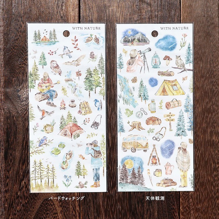*激動小鹿*<現貨>MIND WAVE 貼紙 日本With Nature 系列 水彩插畫感 貼紙 新品-細節圖2