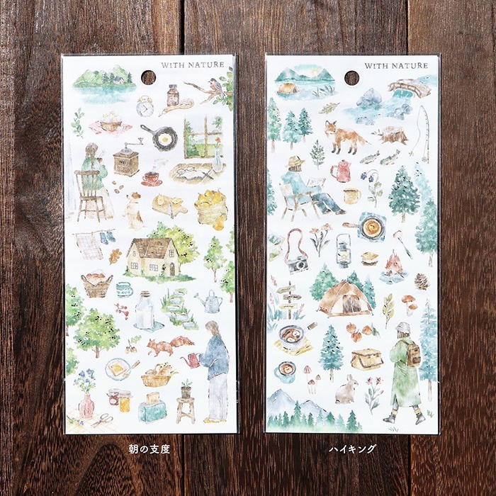 *激動小鹿*<現貨>MIND WAVE 貼紙 日本With Nature 系列 水彩插畫感 貼紙 新品-細節圖3