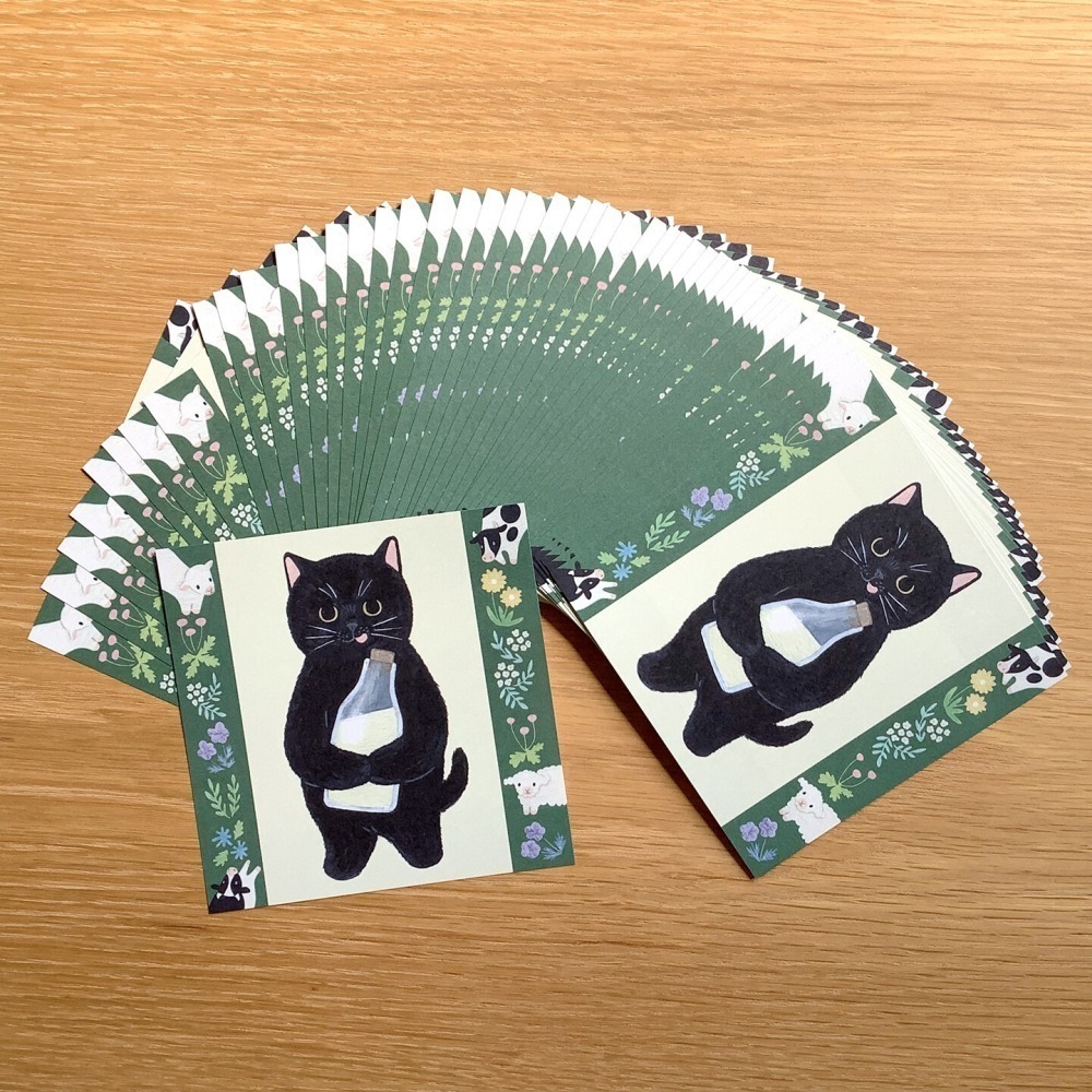 *激動小鹿*<現貨>日本 4legs 貓咪插畫便條紙-50張入 4legs-50CMON004 黑貓 便籤 便條紙-細節圖2