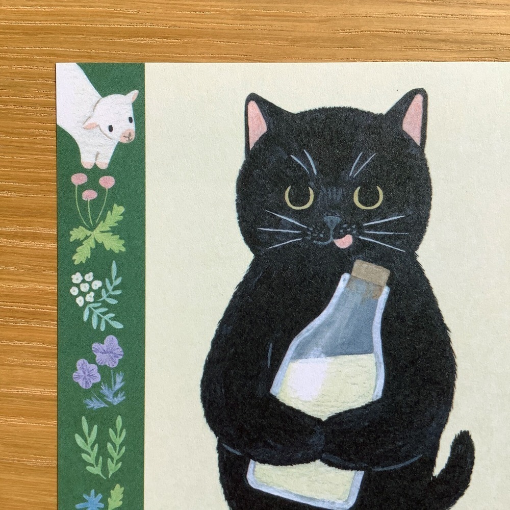 *激動小鹿*<現貨>日本 4legs 貓咪插畫便條紙-50張入 4legs-50CMON004 黑貓 便籤 便條紙-細節圖3