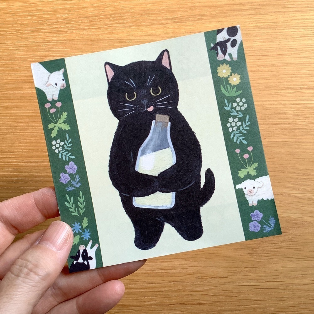 *激動小鹿*<現貨>日本 4legs 貓咪插畫便條紙-50張入 4legs-50CMON004 黑貓 便籤 便條紙-細節圖5