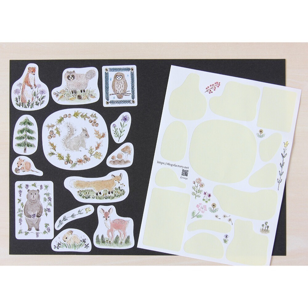 *激動小鹿*<現貨>日本 4Legs 日本插畫家 水彩畫貼紙 花 動物 貓 鳥 日本製貼紙-細節圖3