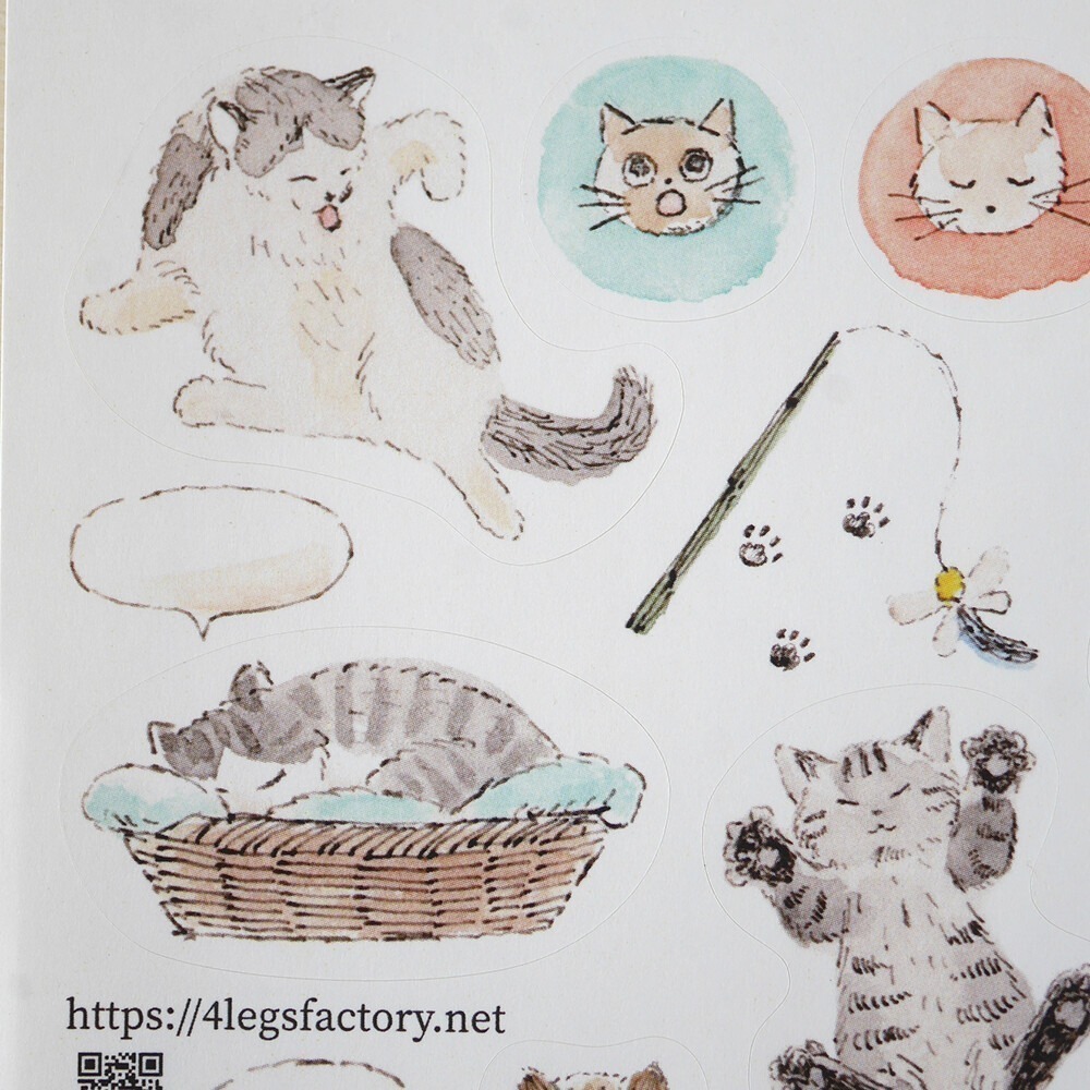 *激動小鹿*<現貨>日本 4Legs 日本插畫家 水彩畫貼紙 花 動物 貓 鳥 日本製貼紙-細節圖6
