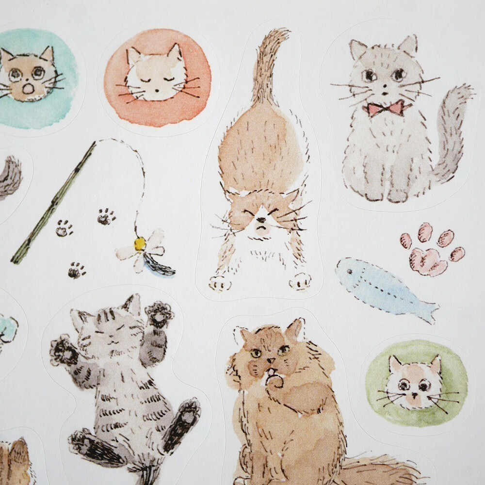 *激動小鹿*<現貨>日本 4Legs 日本插畫家 水彩畫貼紙 花 動物 貓 鳥 日本製貼紙-細節圖7