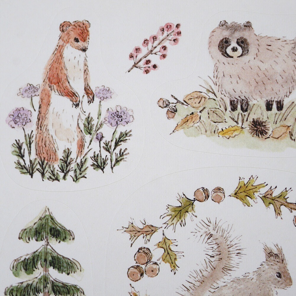 *激動小鹿*<現貨>日本 4Legs 日本插畫家 水彩畫貼紙 花 動物 貓 鳥 日本製貼紙-細節圖8