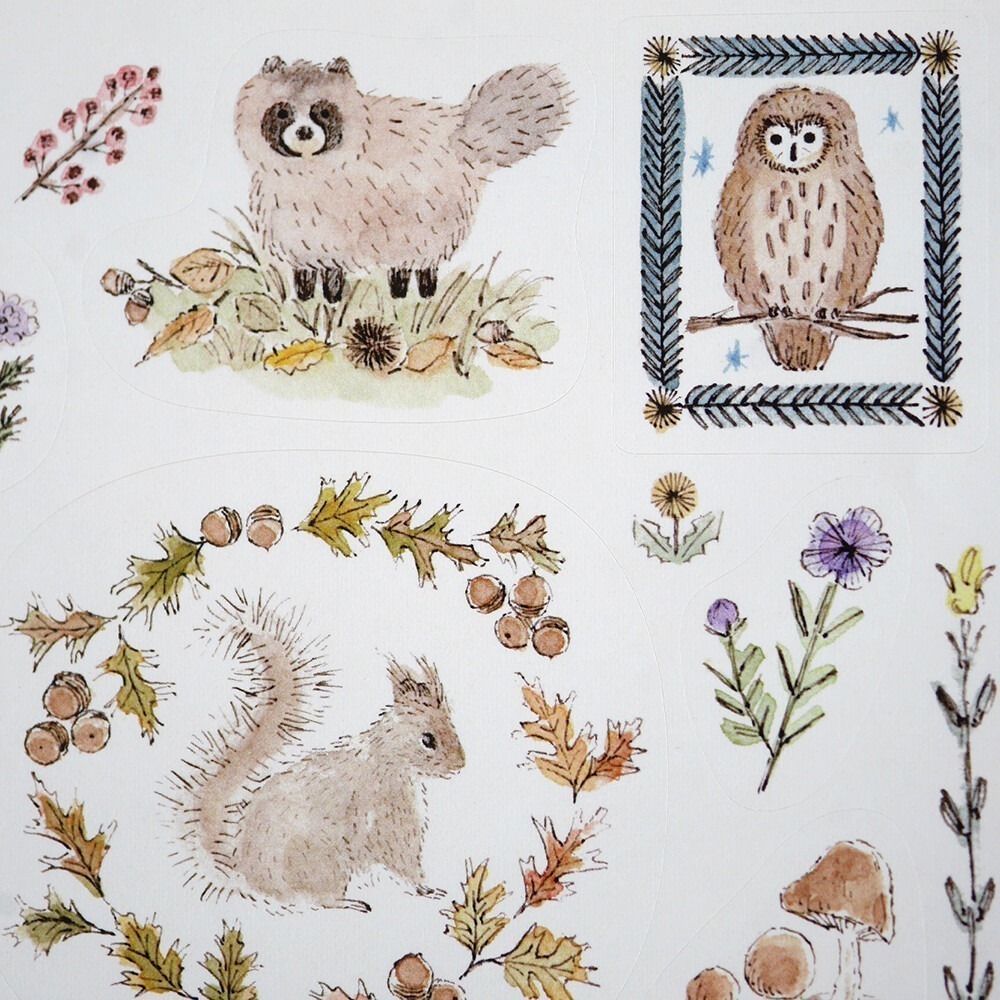 *激動小鹿*<現貨>日本 4Legs 日本插畫家 水彩畫貼紙 花 動物 貓 鳥 日本製貼紙-細節圖9