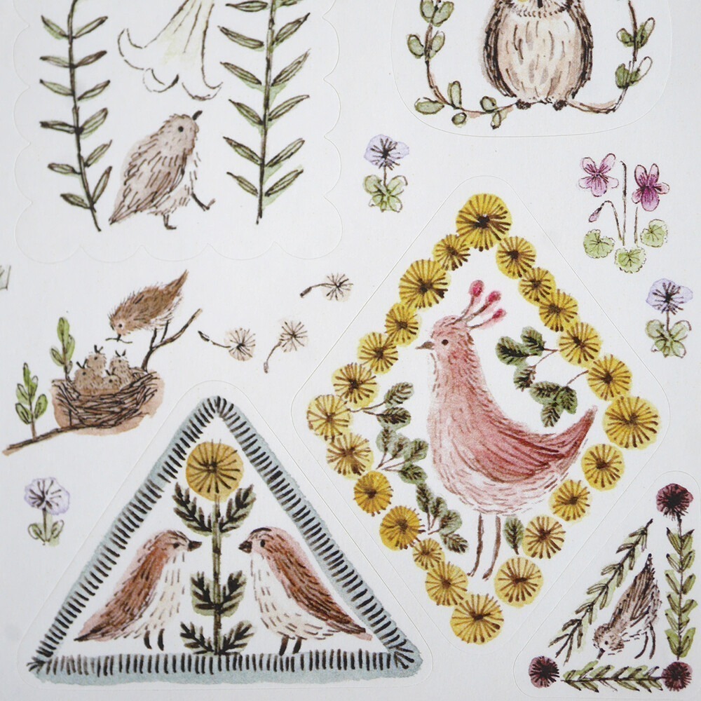 *激動小鹿*<現貨>日本 4Legs 日本插畫家 水彩畫貼紙 花 動物 貓 鳥 日本製貼紙-細節圖11