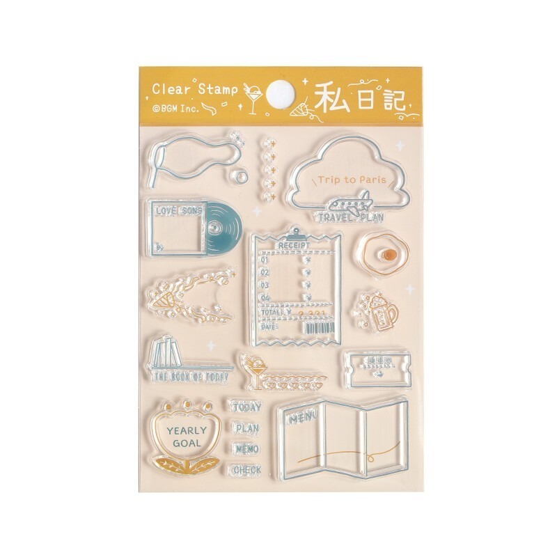 *激動小鹿*<現貨>日本 BGM 水晶印章 透明印章 矽膠印章 日記系列 新品-規格圖9