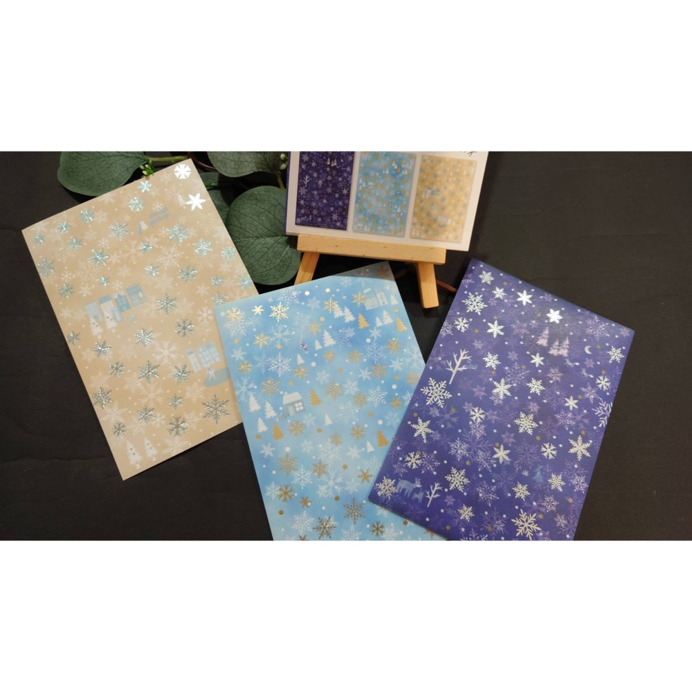 *激動小鹿*<現貨>日本 AMIFA 貼紙 素材紙 143560 自剪自貼 雪花系列 拼貼 打底貼紙-細節圖2