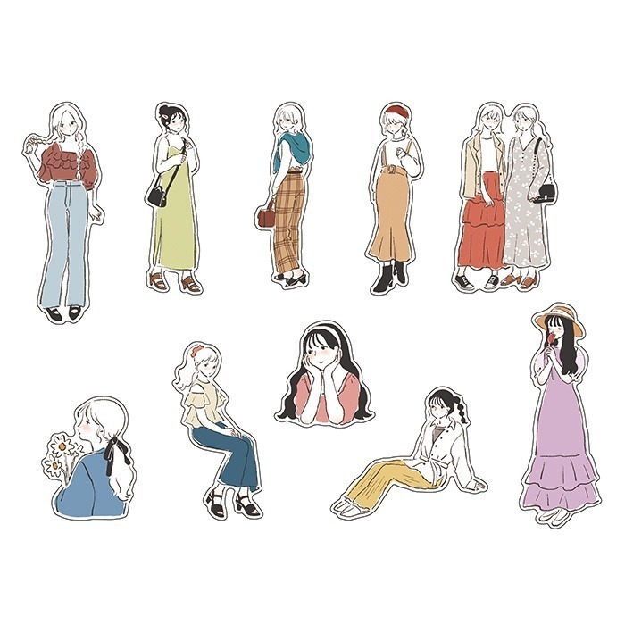 *激動小鹿*<現貨>日本 mind wave貼紙 AMIE系列 女孩 人物 40枚入貼紙包 日本貼紙 第四彈-細節圖3
