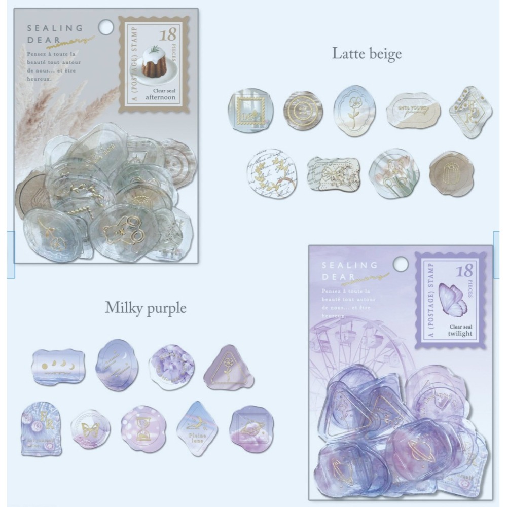 *激動小鹿*<現貨>日本 Q-LIA 透明金箔質感 仿封蠟章貼紙 箔壓 貼紙包 Q-LIA qlia-細節圖4