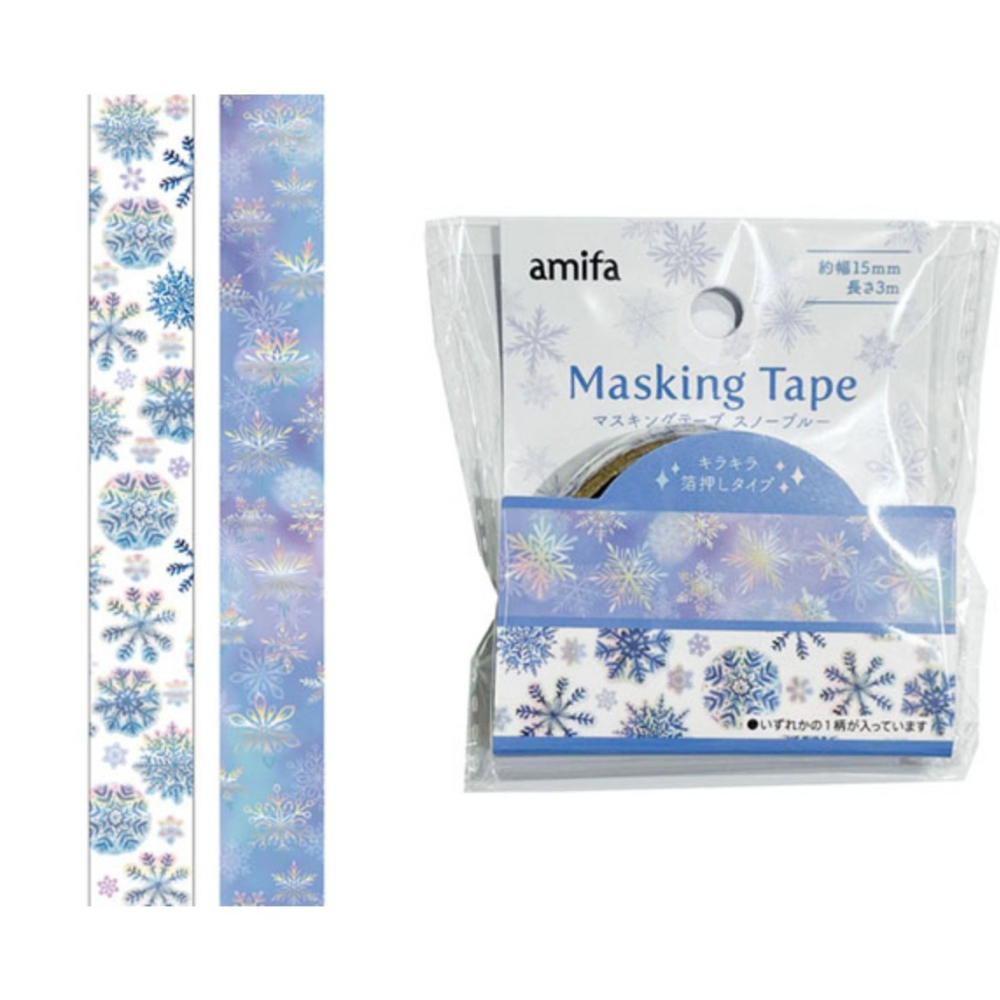 *激動小鹿*<現貨>日本 amifa 紙膠帶 日本進口 109313-雪花 紙膠帶 箔壓 單捲售-細節圖2