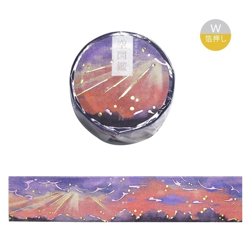 *激動小鹿*<現貨>日本 BGM 紙膠帶 燙金 金箔 和紙膠帶 空圖鑑 系列 整捲 燙金 紙膠帶-規格圖9