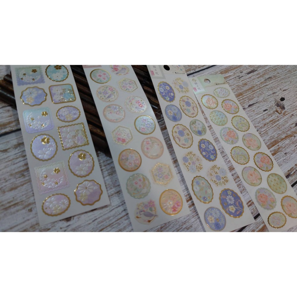 *激動小鹿*<現貨>日本 NB社 日式和風燙金貼紙 浮雕 金箔 絲乃花 日式和風精緻貼紙-細節圖2