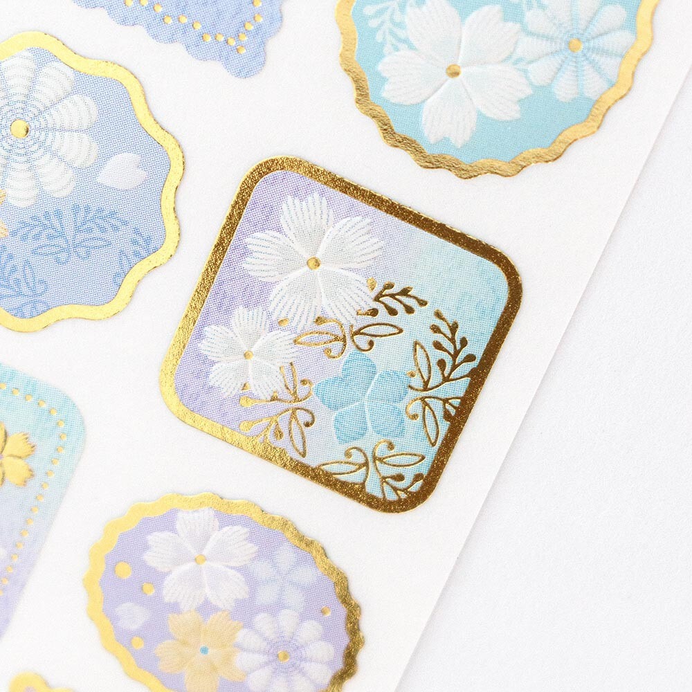 *激動小鹿*<現貨>日本 NB社 日式和風燙金貼紙 浮雕 金箔 絲乃花 日式和風精緻貼紙-細節圖6