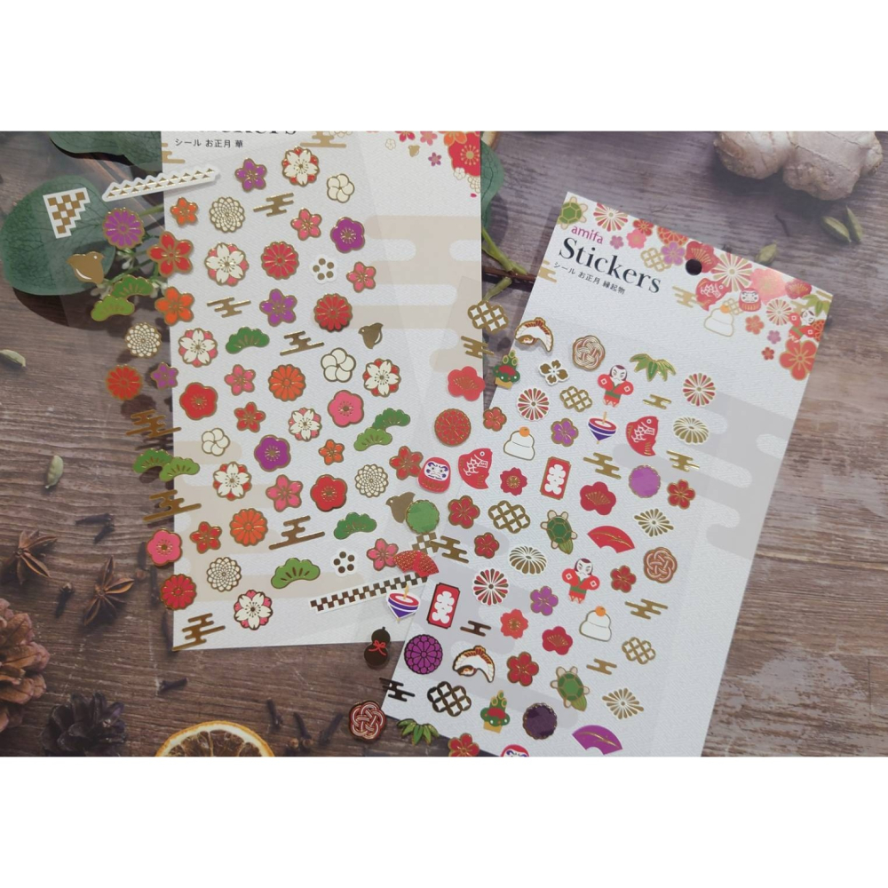 *激動小鹿*<現貨>日本 amifa 貼紙 142440 新年貼紙 裝飾貼紙 New Year Sticker 日本進口-細節圖2
