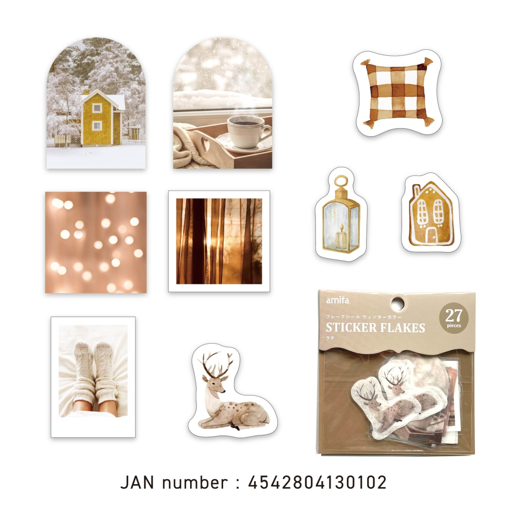 *激動小鹿*<現貨>日本 amifa 箔壓 貼紙包 130102 冬季顏色 winter color 貼紙 日本進口-細節圖2