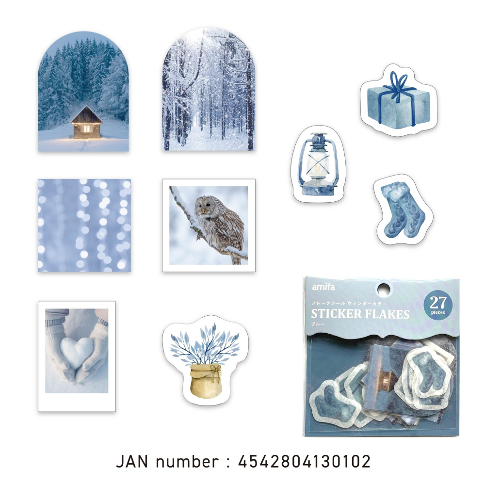 *激動小鹿*<現貨>日本 amifa 箔壓 貼紙包 130102 冬季顏色 winter color 貼紙 日本進口-細節圖3