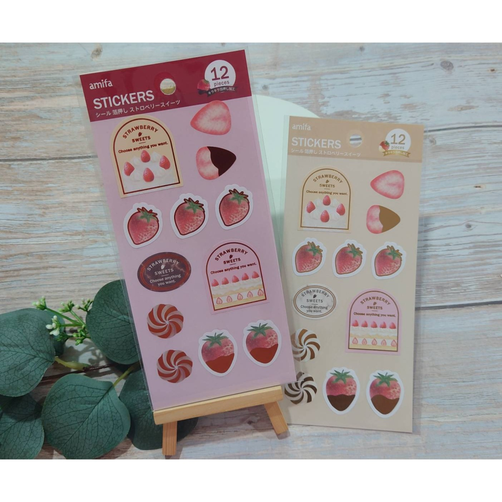 *激動小鹿*<現貨>日本 amifa 貼紙 131109 草莓 燙金 紙質貼紙 日本進口-細節圖3