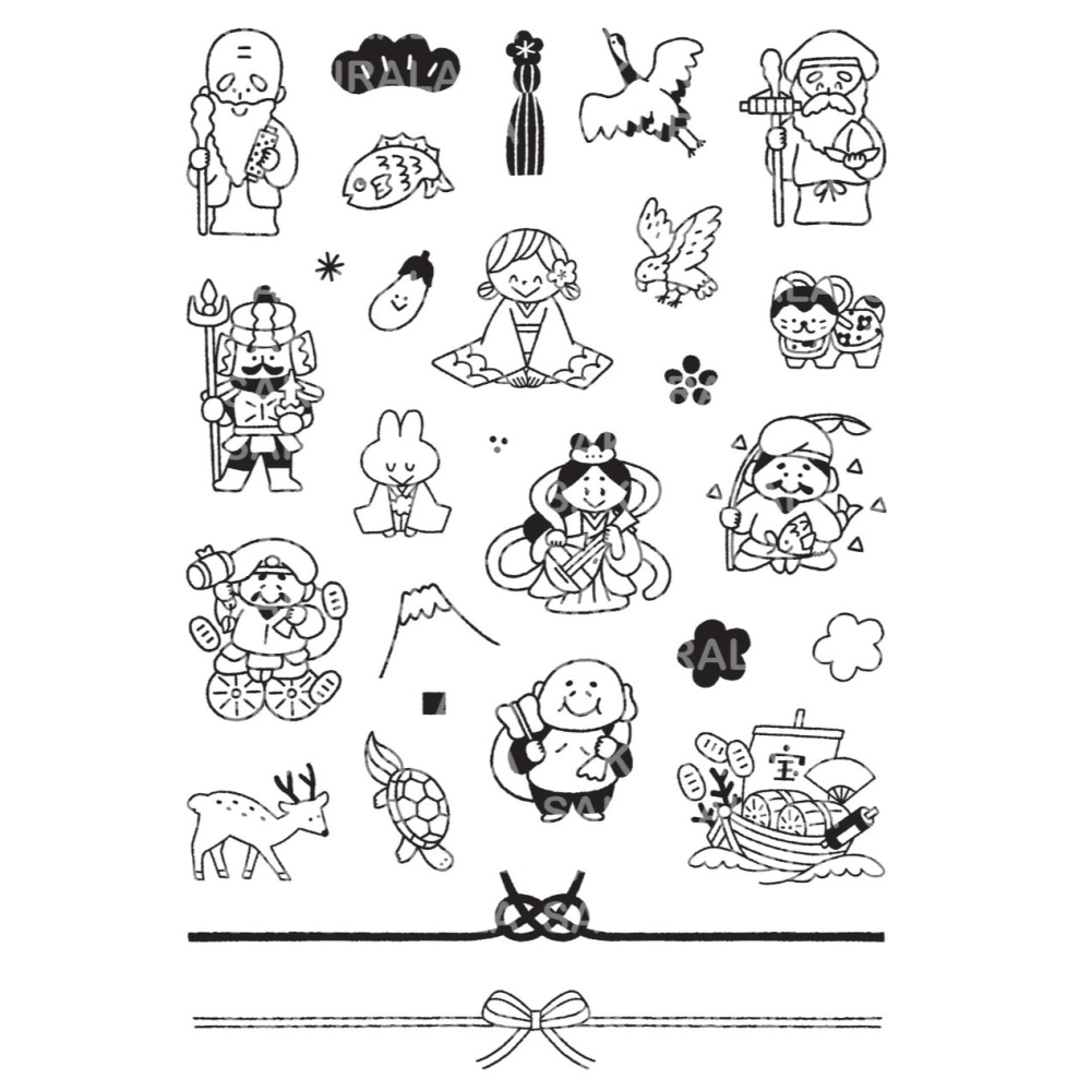 *激動小鹿*<現貨>日本 Sakuralala 水晶印章 365906: Shichifukujin 七福神 2025-細節圖2