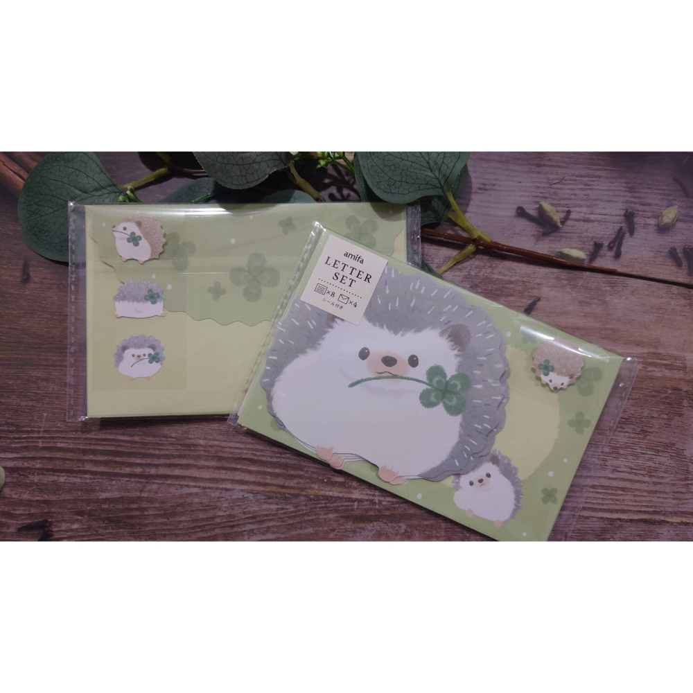 *激動小鹿*<現貨>日本 amifa 迷你信封信紙組 144727 滾動刺猬 mini letter set-細節圖4