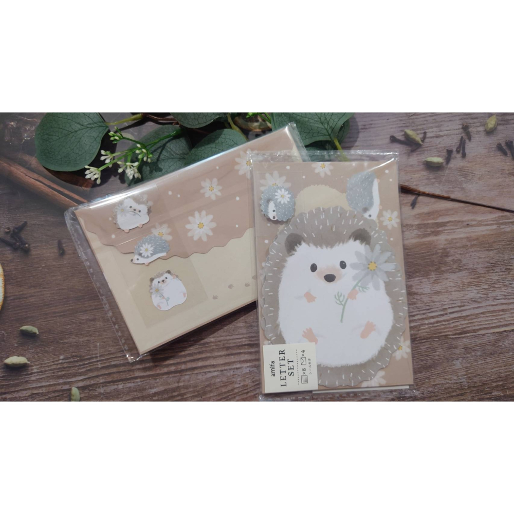 *激動小鹿*<現貨>日本 amifa 迷你信封信紙組 144727 滾動刺猬 mini letter set-細節圖5