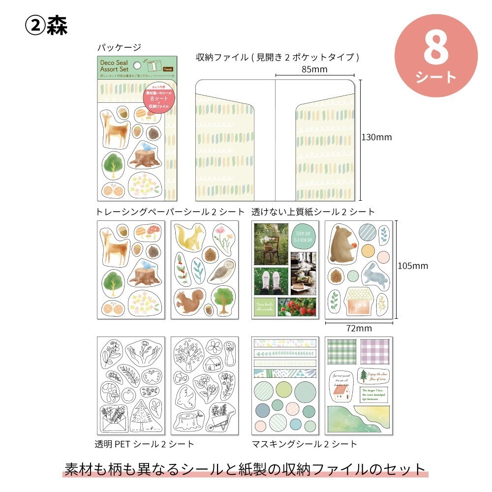 *激動小鹿*<現貨>日本 Pine book 貼紙 裝飾貼紙套組 每組八張貼紙 手帳貼紙 日本製-規格圖9