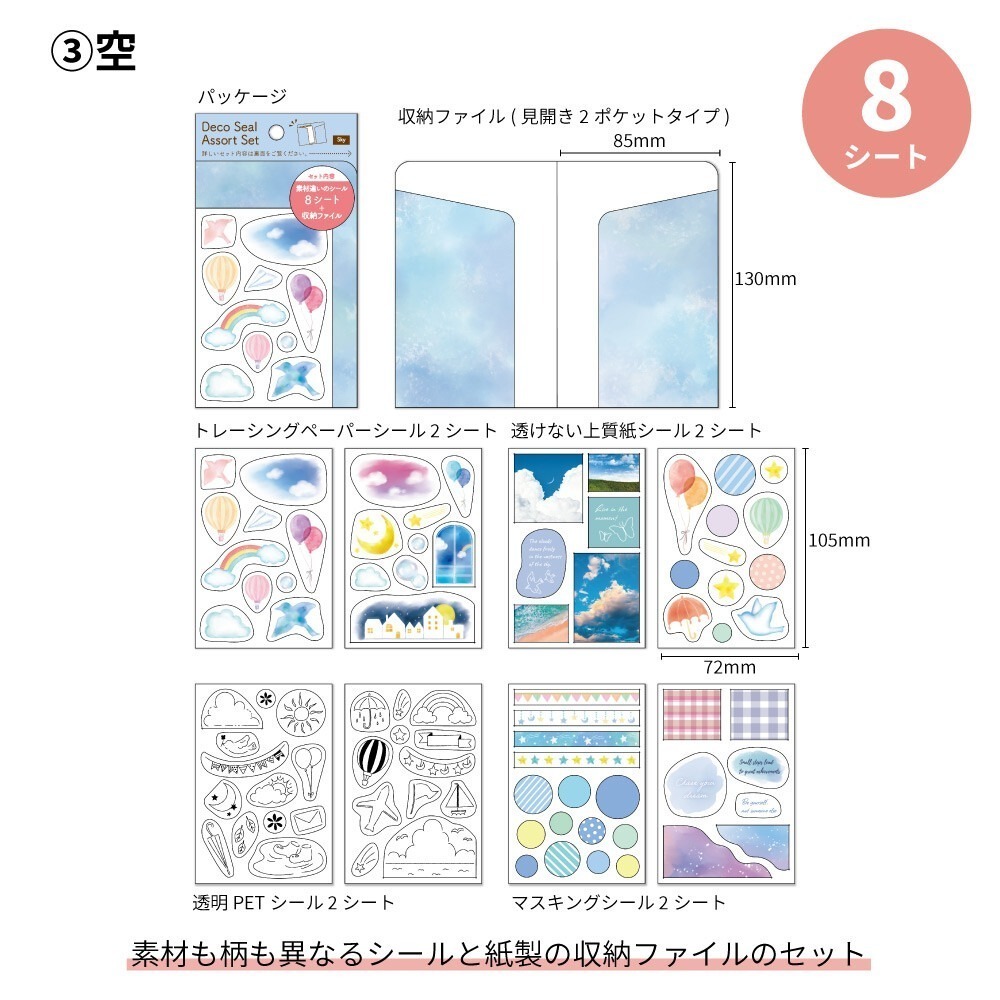 *激動小鹿*<現貨>日本 Pine book 貼紙 裝飾貼紙套組 每組八張貼紙 手帳貼紙 日本製-規格圖9