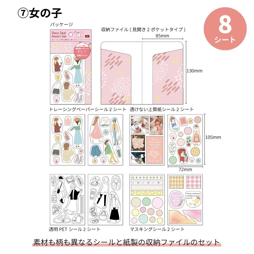 *激動小鹿*<現貨>日本 Pine book 貼紙 裝飾貼紙套組 每組八張貼紙 手帳貼紙 日本製-規格圖9