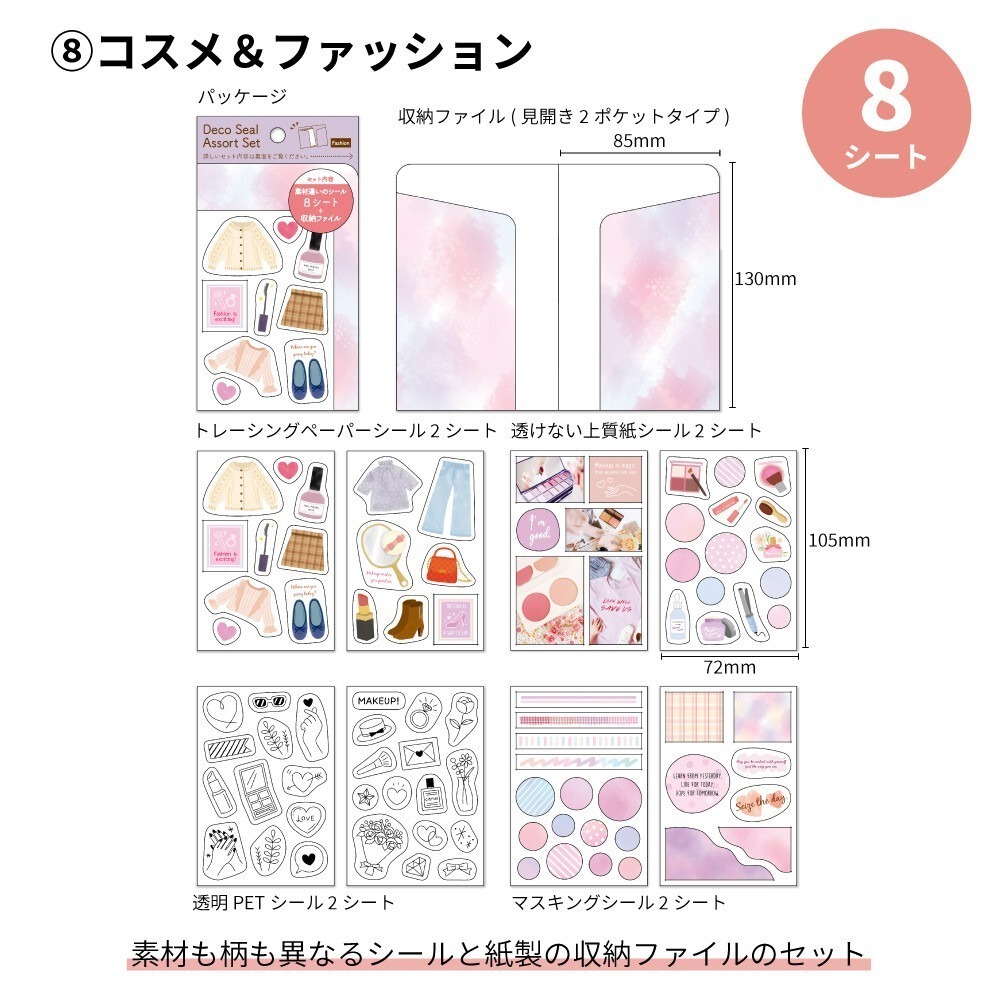 *激動小鹿*<現貨>日本 Pine book 貼紙 裝飾貼紙套組 每組八張貼紙 手帳貼紙 日本製-規格圖9