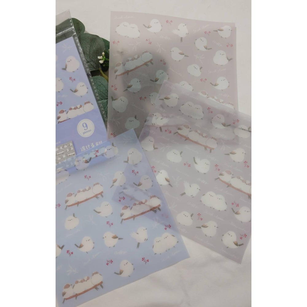 *激動小鹿*<現貨>日本 Amifa 140385 長尾山雀 半透明 燙金 描圖紙 包裝素材 色紙-細節圖2