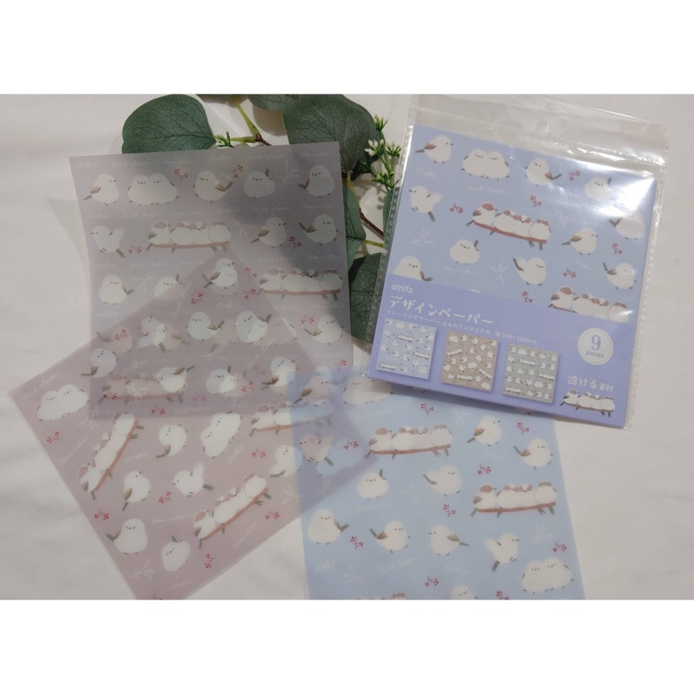 *激動小鹿*<現貨>日本 Amifa 140385 長尾山雀 半透明 燙金 描圖紙 包裝素材 色紙-細節圖3