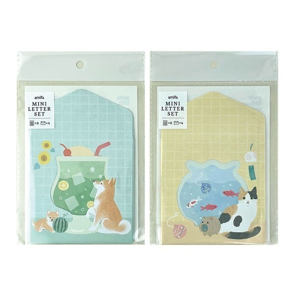 *激動小鹿*<現貨>日本 amifa 迷你信封信紙組 mini letter set 貓咪 柴犬 116489-細節圖2