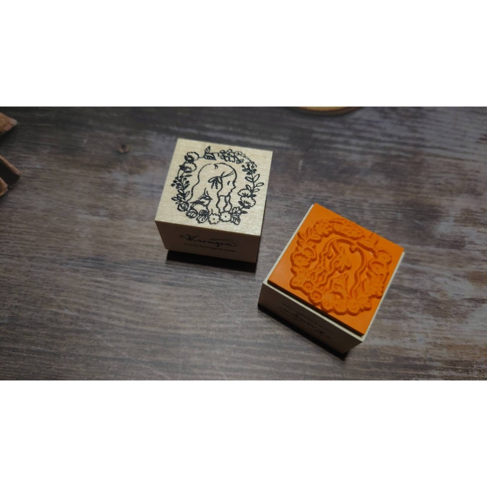 *激動小鹿*<現貨>日本 Krimgen 花圈男孩 花圈女孩 小貓咪印章 木頭印章-規格圖4