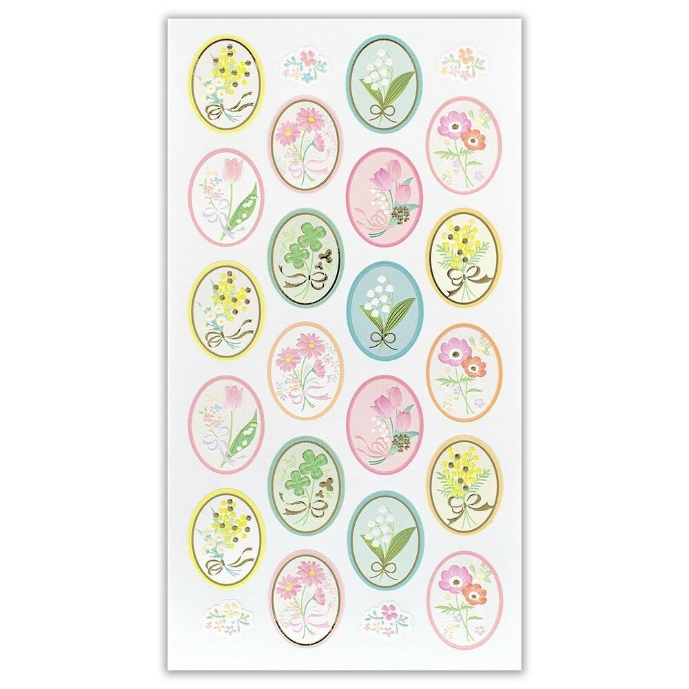 *激動小鹿*<現貨>日本 NB社 日式燙金貼紙 含羞草、鬱金香 海葵 花卉圖案 1014151 和風貼紙-細節圖2