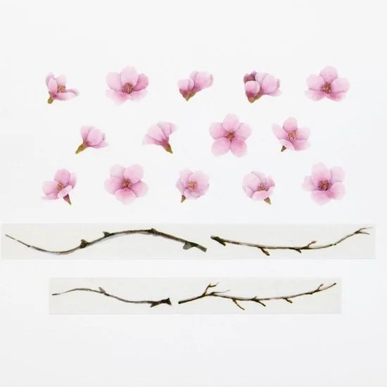 *激動小鹿*<現貨>日本 Bande 紙膠帶 新型態 和紙貼紙 河津桜の木-BDA777 切模紙膠帶-細節圖3