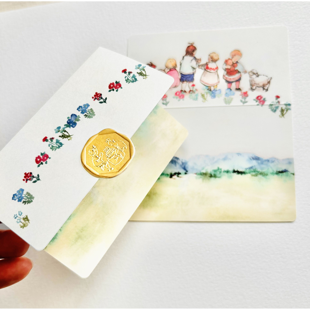 *激動小鹿*<現貨>日本 Krimgen & Shachihata 聯名 小卡片+封蠟造型貼紙組 留言卡&封蠟造型貼紙組-細節圖9