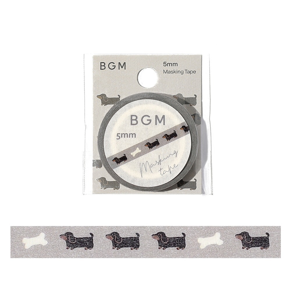 *激動小鹿*<現貨> 日本 BGM 紙膠帶 貓咪 臘腸犬  Hobby Time 細幅 5mm寬 紙膠帶 2025新品-規格圖9