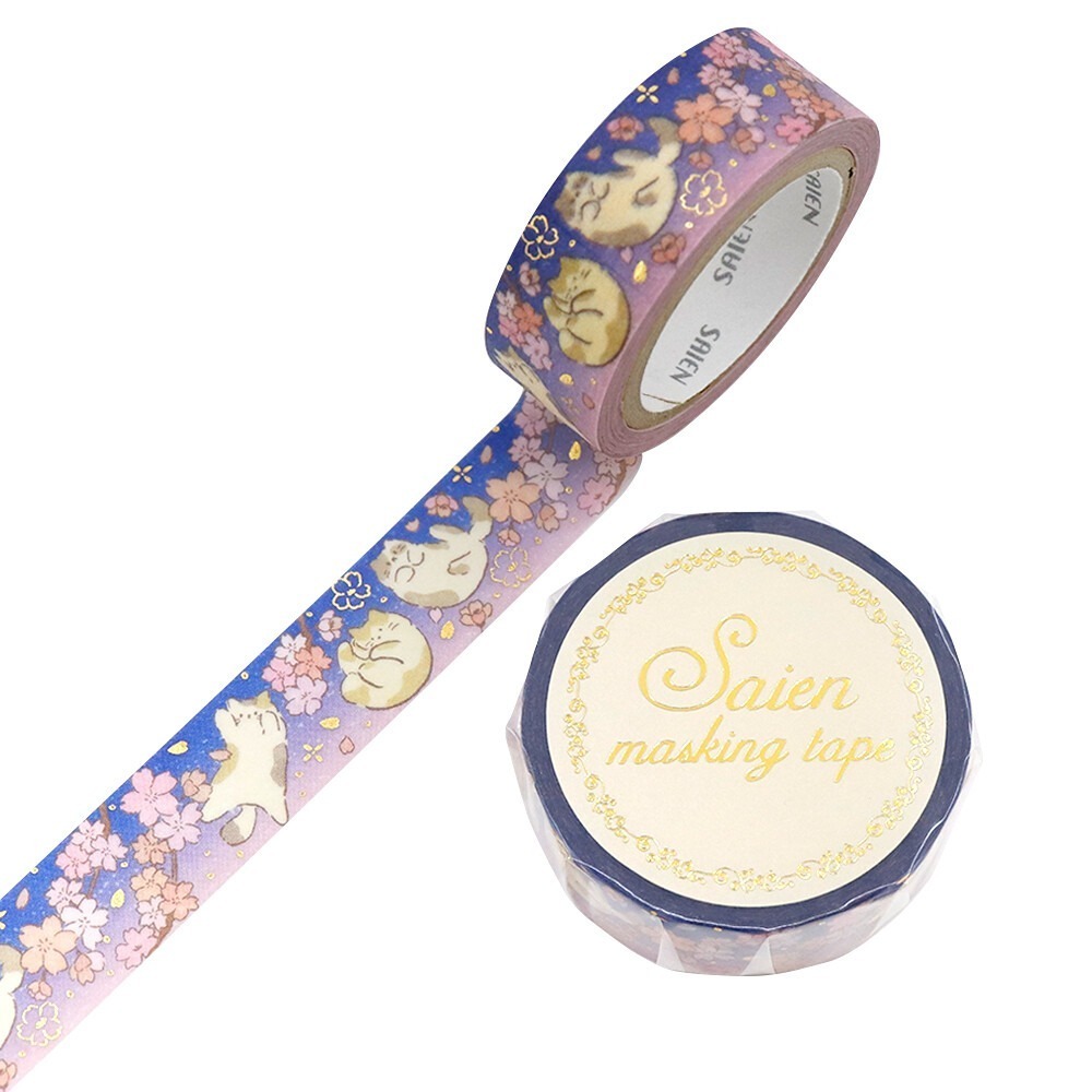 *激動小鹿*<現貨>日本 SAIEN 和紙膠帶 春 箔系列 Kamiiso Sansho 15mm寬 2025新品-規格圖4