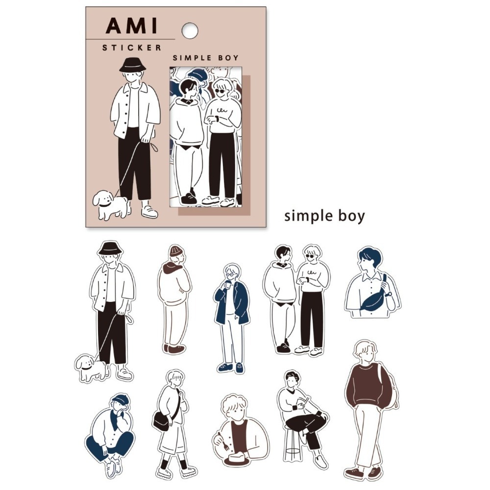 *激動小鹿*<現貨>日本 mind wave貼紙 AMIE系列 男孩 人物 40枚入貼紙包 第5彈 2025新品-細節圖5
