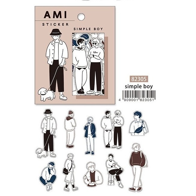 *激動小鹿*<現貨>日本 mind wave貼紙 AMIE系列 男孩 人物 40枚入貼紙包 第5彈 2025新品-規格圖5