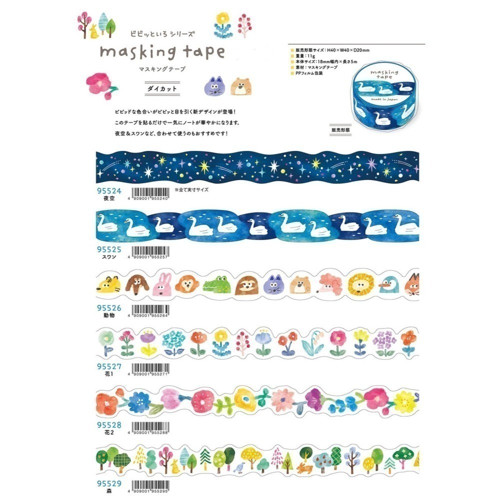 *激動小鹿*<現貨>日本 MIND WAVE 紙膠帶 異形紙膠帶 手帳膠帶 Bibitto Iro 系列 2025新品-細節圖4